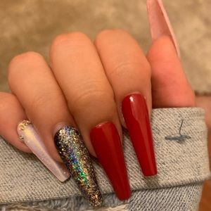 Cherry red press on nails